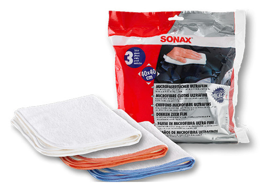 SONAX Ultrafine Microfiber Cloths - 3-pack
